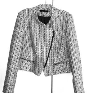 Cropped tweed moto jacket